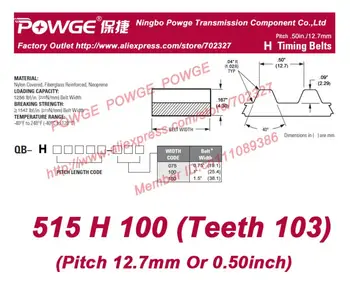 2pcs H Timing belt 515 H 100 Teeth 103 Width 25.4mm=1