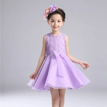 2016 New Summer Flower Girls White Evening Dress With Bow Children Kids Clothes For Wedding Party Korean Style Baby Costume