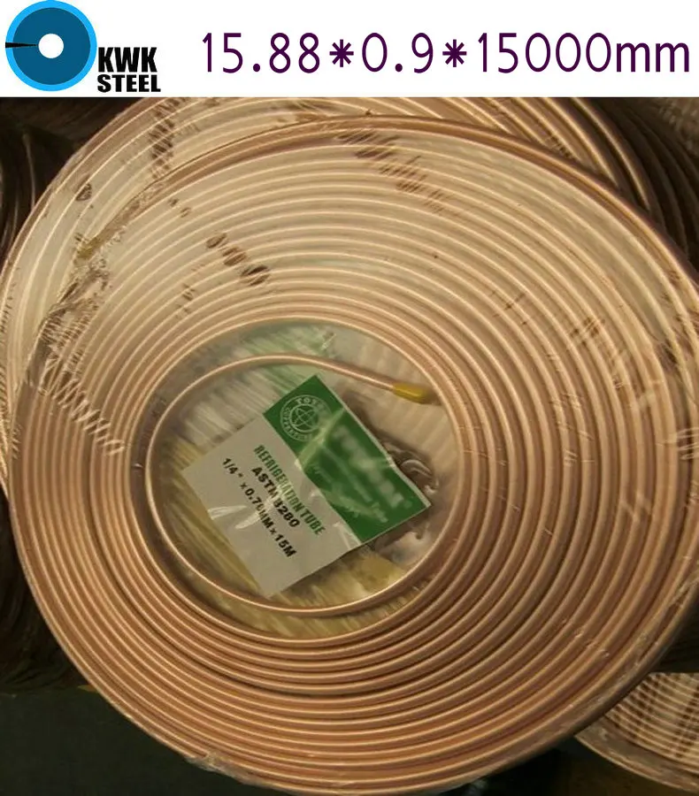 Copper Coiled Pipe Size 15.88*0.9mm 15Meter Length Soft Condition Air Condition Ferigerator Tube Refrigerant Liquid Pipe R410A