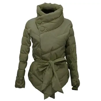 2016 winter jacket women Cotton down coat high collar with belt parkas for women winter 3 colors warm outerwear coats