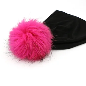 GZHILOVINGL New 2016 2017 Spring Winter Hats For Women Solid Slouchy Beanies Skullies Hip Hop Hats With Hot Pink Fur Pom Pom Cap