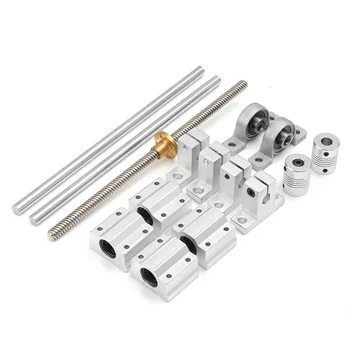 2pcs Steel Optical Axis + 2pcs Pillow Block Bearing + 4pcs Rail Shaft Support + Lead Screw Rod with Nut Set For 3d Printer CNC