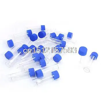 25Pcs Blue Cover Clear Plastic Round Shape Urine Test Cups Holder 30mL