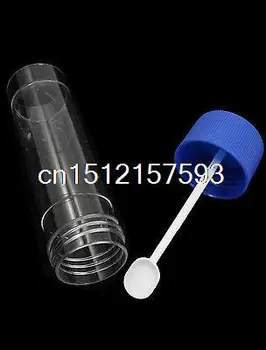 25Pcs Blue Cover Clear Plastic Round Shape Urine Test Cups Holder 30mL
