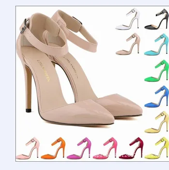 2016 plus size 40 41 42 women ankle strap mary jane d'orsay cut out patent leather glossy wedding bridesmaide party sandals hi
