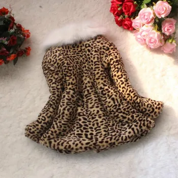 Autumn winter children clothing baby girls Leopard faux fox fur collar coat with bow wear Clothes baby outerwear dress jacket
