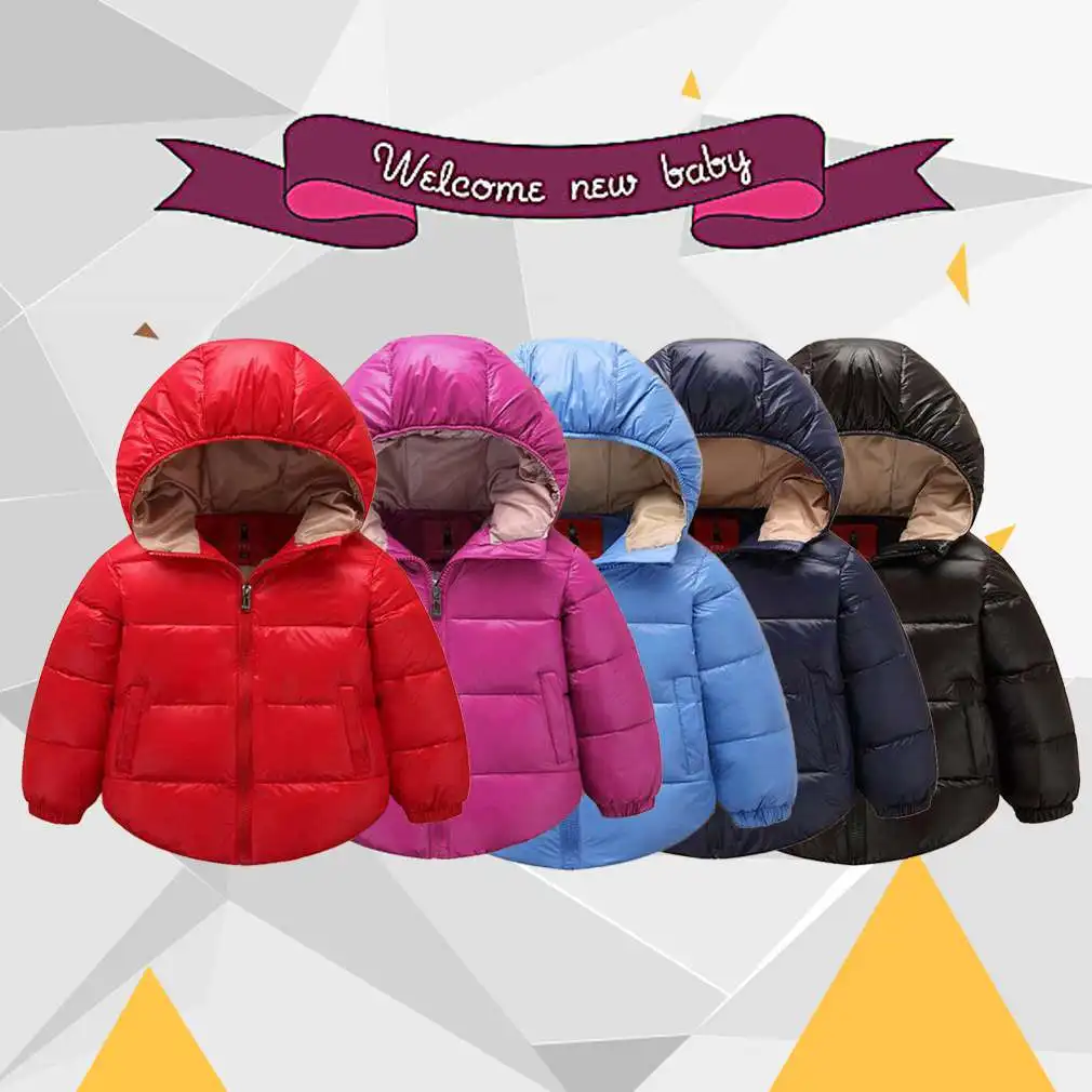 New Fashion 5 Colors Babies Boys Girls Autumn Winter Thick Type Cotton Coats Jackets Kids Hooded Warm Overall Outerwear Clothes