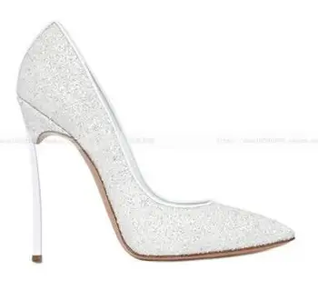 Luxury Designer 2017 Glitter Bling Bling Shoes Woman Big Size 43 Party Pumps 12cm Blade Metallic High Heels Wedding Shoes Bride