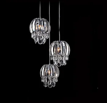 New 3 heads cage design K9 crystal ceiling light lamp lighting bedroom dining room study hotel E27 droplight