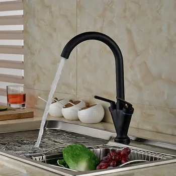 Two Handles Swivel Rotation Kitchen Sink Faucet Oil Rubbed Bronze Brass Kitchen Mixer Taps