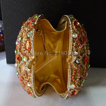 Apple shape clutch purse luxury crystal bags apple party coin purse ladies wedding evening bags women handbag (88307-B)
