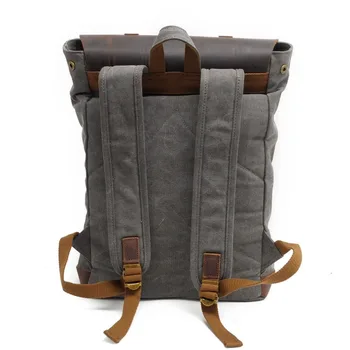 Canvas Men's Backpack Youth Laptop backpack Schoolbag Large Capacity Vintage Military Travel Bag Rucksack ArmyGreen School Bags