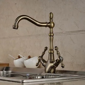 Ceramic Handle Kitchen Faucet Swivel Spout Vessel Sink Mixer Tap Deck Mounted