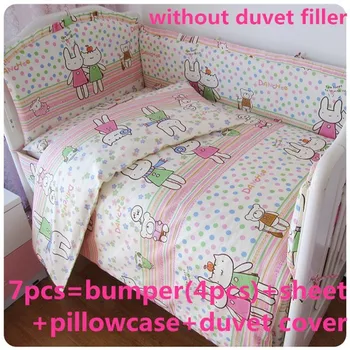 Promotion! 6/7PCS baby bedding set Cot bumper set.Baby boy quilt cover cotton Hot Selling Cot ,120*60/120*70cm