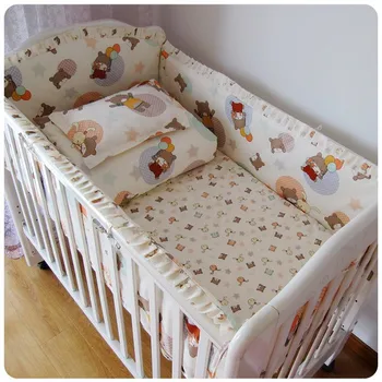Promotion! 6/7PCS Baby boy crib set Cot set bedding Baby Bedding for babies in a crib , 120*60/120*70cm