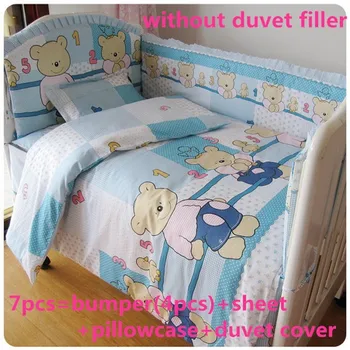Promotion! 6/7PCS Baby cradle bedding set cunas crib Quilt Cover Sheet Bumper ,120*60/120*70cm