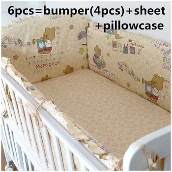 Promotion! 6/7PCS customize baby bedding kit bed around bed quilt cover pillow cot bedding set , 120*60/120*70cm