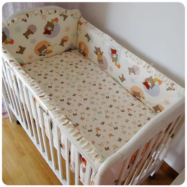 Promotion! 6PCS Baby bedding kit baby bed around baby bed cotton (bumper+sheet+pillow cover)