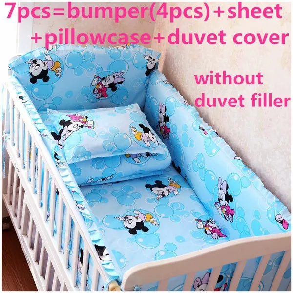 Promotion! 6/7PCS Baby bedding set cotton cot bed crib bedding set cartoon quilt cover ,120*60/120*70cm