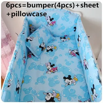 Promotion! 6/7PCS Baby bedding set cotton cot bed crib bedding set cartoon quilt cover ,120*60/120*70cm