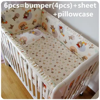 Promotion! 6/7PCS baby Bedding sets baby bumper Comforter Cover cot quilt cover sheet bumper , 120*60/120*70cm