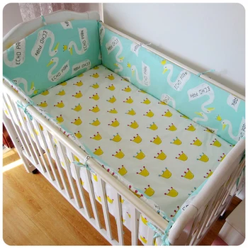 Promotion! 6PCS Baby Bedding Sets Baby Bed Set Cotton Baby Bedclothes (bumper+sheet+pillow cover)