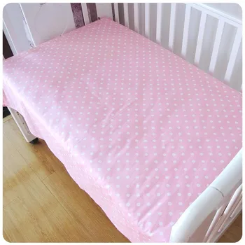Promotion! 6/7PCS cot bedding, cotton fabric crib bedding sets, sweet cute cartoon pattern baby bedding ,120*60/120*70cm