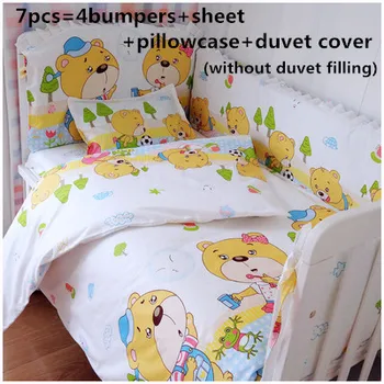 Promotion! 6/7PCS Baby bedding sets cot Bed linen for children bumpers sheet Unisex , 120*60/120*70cm