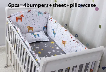 Promotion! 6/7PCS Crib Bedding Set Of Unpick And Wash Baby Bedding Set Bed Sheets Pillow,120*60/120*70cm