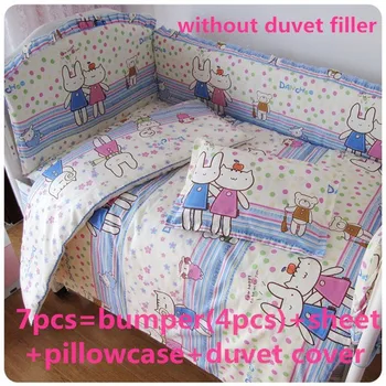 Promotion! 6/7PCS Cot Baby bedding set bed linen crib bedding set cotton bedclothes decoration ,120*60/120*70cm