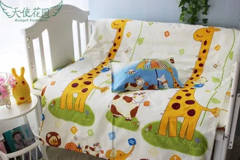 Promotion! 6/7PCS Kit Crib Bedding Baby Products For Newborn Cute Girls Bedding Sets , 120*60/120*70cm