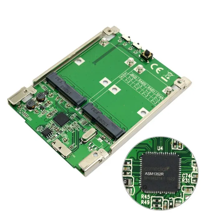 10 pieces/lot 2.5 inch Dual Mini PCI-E mSATA SSD RAID Adapter to USB 3.1 Hardware Raid Card Raid0 Raid1 or PM