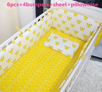 Promotion! 6/7PCS With Filler Unisex Baby Crib Bedding Sets Cotton,Set in Bed,Designer Bedding Brand,Duvet Cover,120*60/120*70cm