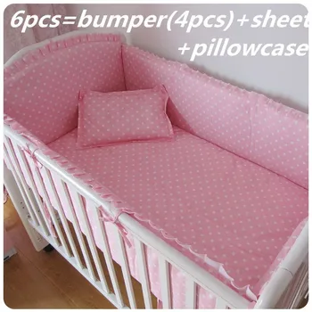 Promotion! 6/7PCS Baby bedding set infant beddding around piece set cotton ,120*60/120*70cm
