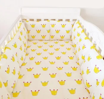 Promotion! 6pcs baby crib bedding set cotton curtain crib bumper baby bumper ,include (bumper+sheet+pillow cover)