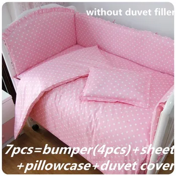Discount! 6/7pcs baby bedding cribs bedding set lovely cotton bedclothes newborn Cot Bedding Set Unpick,120*60/120*70cm