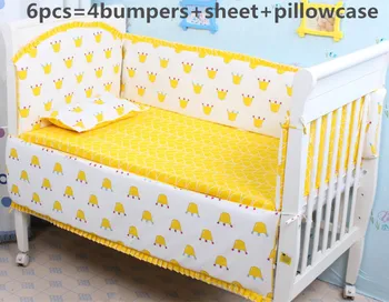 Promotion! 6/7PCS crib bed linen baby Bedding set pillow case, 120*60/120*70cm