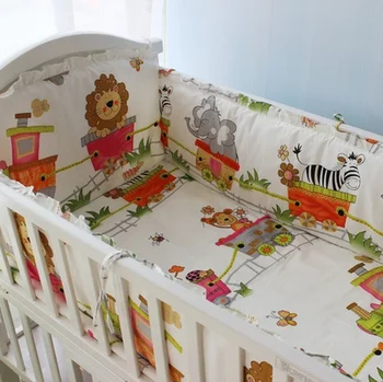 Promotion! 6PCS baby cot bedding set Baby bed sheets Baby sheet cotton bed sheet ,include(bumper+sheet+pillow cover)