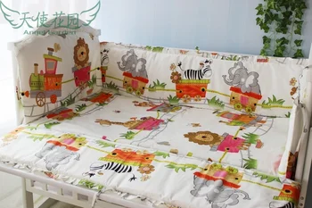 Promotion! 6PCS baby cot bedding set Baby bed sheets Baby sheet cotton bed sheet ,include(bumper+sheet+pillow cover)