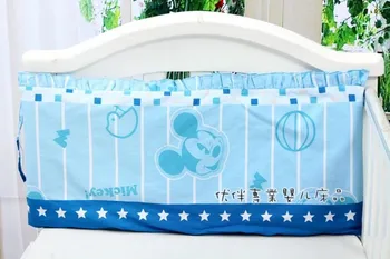 Promotion! 6pcs Mickey Mouse Cotton Baby Nursery Cot Crib Bedding Set for Girl and Boy (bumpers+sheet+pillow cover)