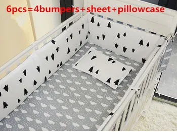Promotion! 6/7PCS Kids baby bedding sets baby crib bedclothes cotton cot bedding , 120*60/120*70cm