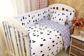 Promotion! 6/7PCS Kids baby bedding sets baby crib bedclothes cotton cot bedding , 120*60/120*70cm