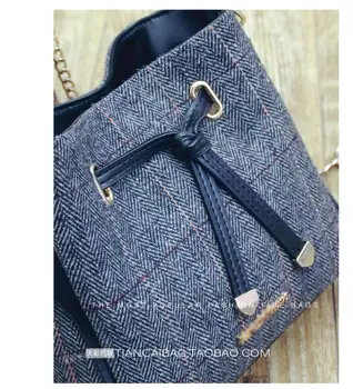MLITDIS In 2017 new single shoulder bag inclined travel bag, handbag, fashion female bag gray brown woolen cloth fabric