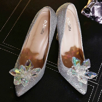 Women Fashion Rhinestone Wedding Bridal Shoes Woman Pointed Toe High Heels Crystal Stiletto Pumps ZGA5-2