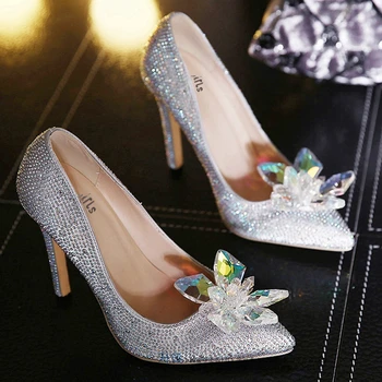 Women Fashion Rhinestone Wedding Bridal Shoes Woman Pointed Toe High Heels Crystal Stiletto Pumps ZGA5-2
