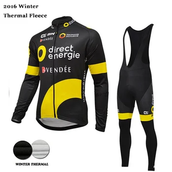 2016 Winter thermal fleece Team Warm cycling jersey Set long sleeve bicycle Clohting bib pants Ropa Ciclismo