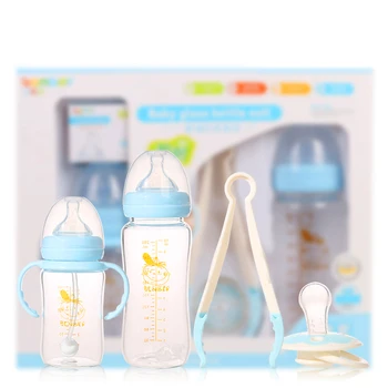 Breast Milk Storage Feeding Bottle Warmer Food Snacks Circle Handle Baby Glass Bottle Set Flesjes Drinking Cup 70F036