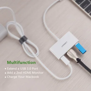 Ugreen Type C USB 3.1 to USB 3.0 / HDMI Female Charger Adapter Support 4K for Apple Macbook 12inch and Google Chromebook Pixel