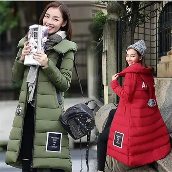 Winter new thick warm long section Slim Hooded coat jacket big size