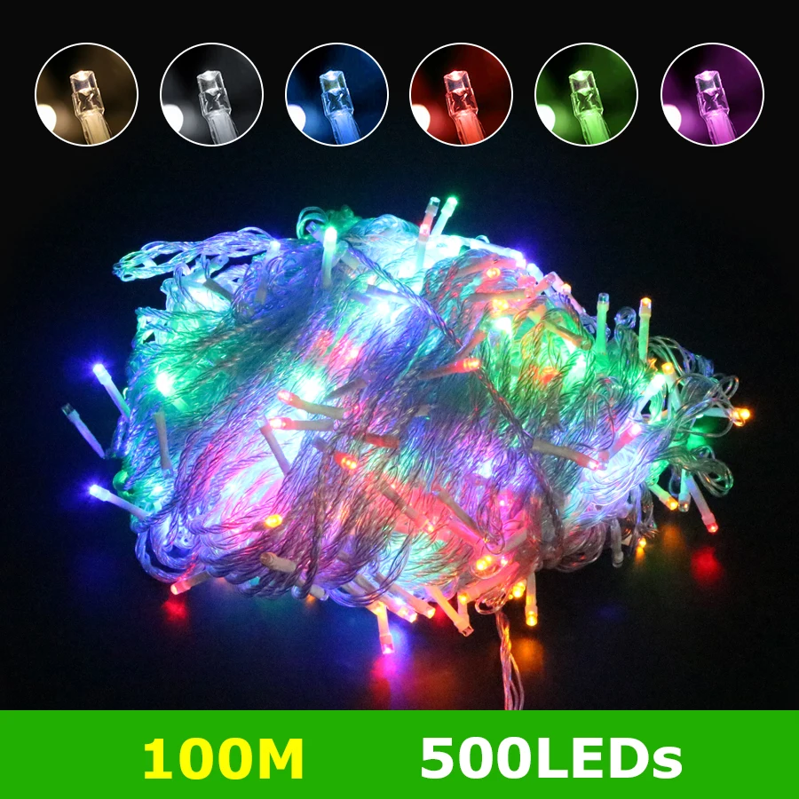 Christmas LED String lights Holiday light 100M 500Leds Led string light 110v or 220v Festival Decoration Lamp Outdoor Lighting